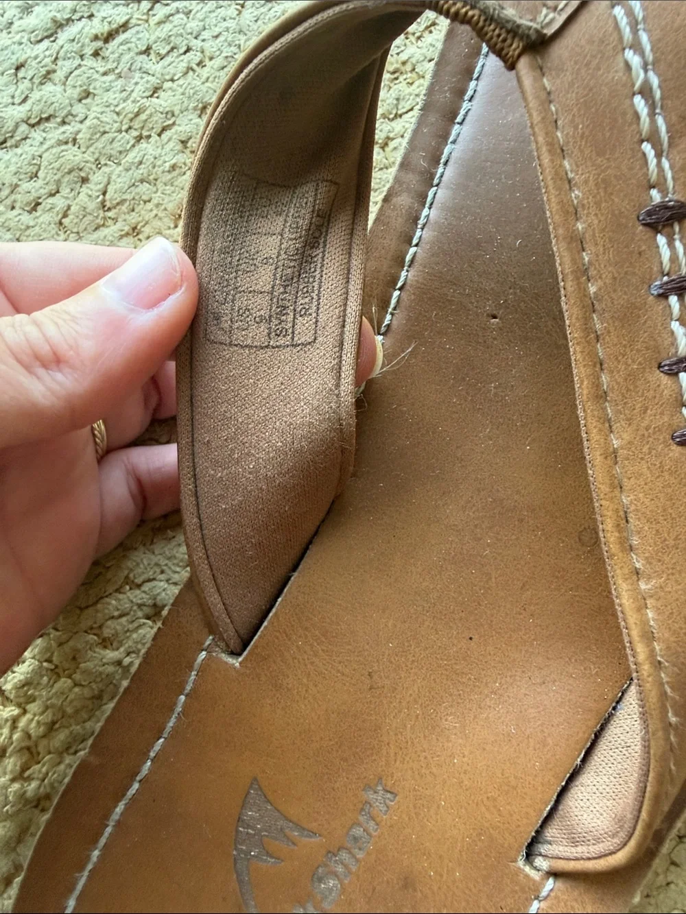 Men's Brown Leather Flip-Flops with Stitched Straps- EUC